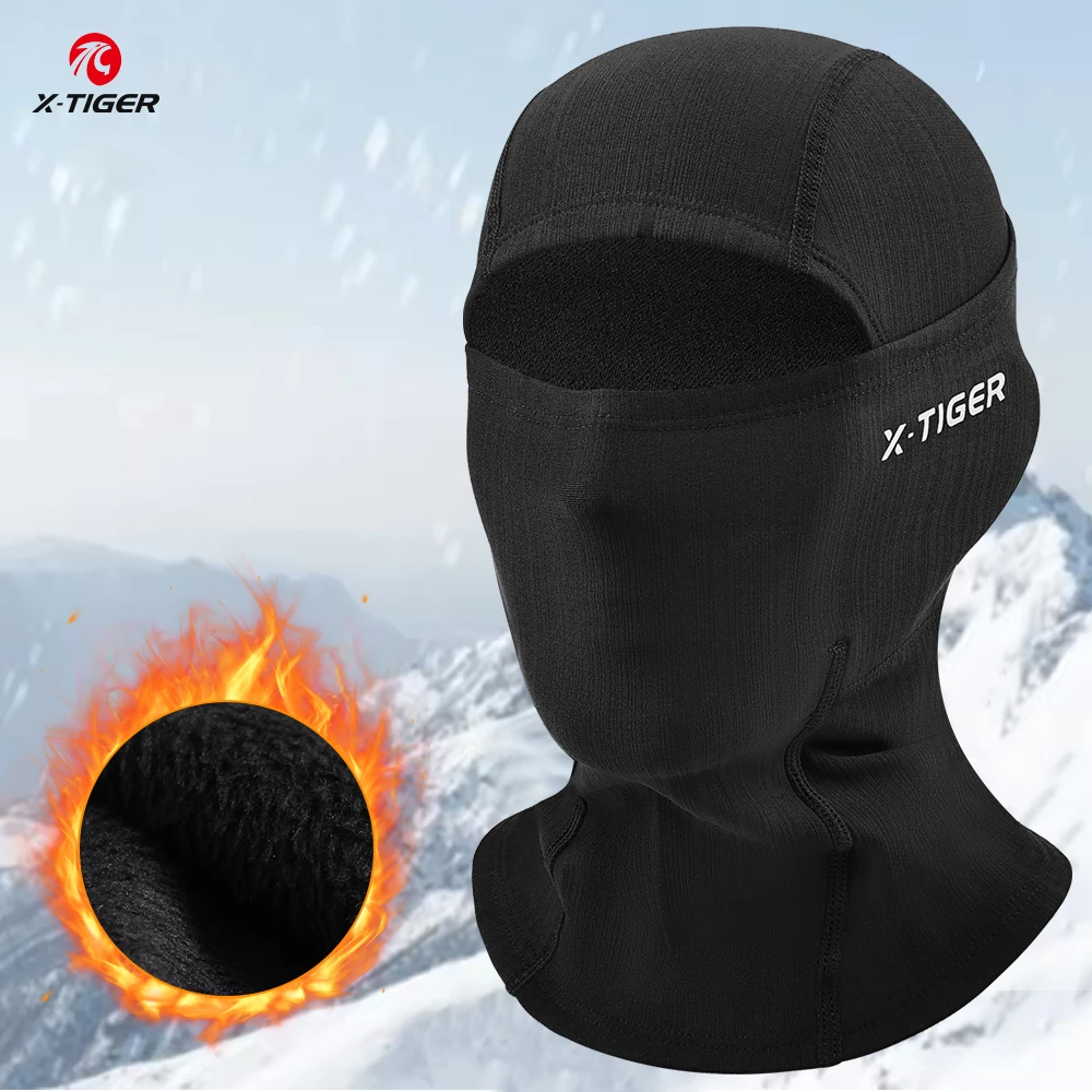 

X-TIGER Зимняя велосипедная Балаклава, маска MBT, велосипедная шапка, дышащая Балаклава, маска для верховой езды, анфас, капюшон на флисовой подкладке, лыжные маски