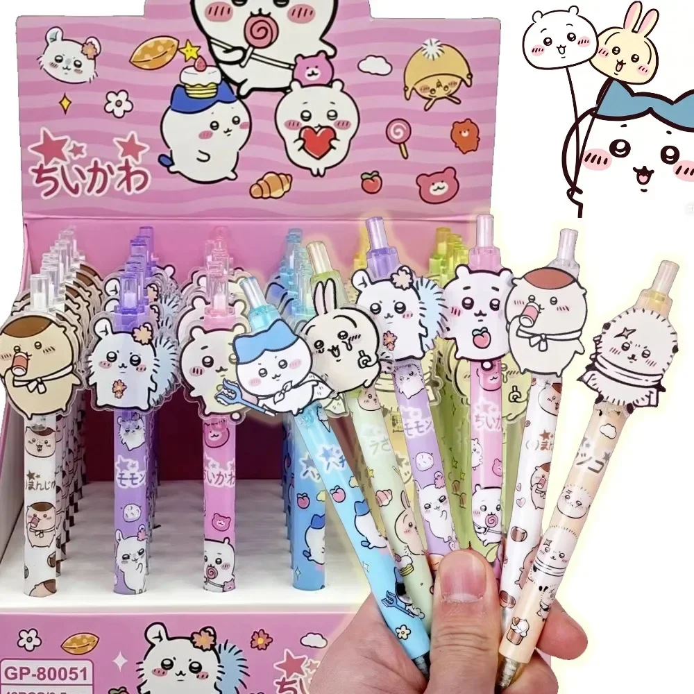 1-48pcs Cartoon Chiikawa Usagi Hachiware Character Patch Press Pen Black Gel Pen Student Stationery Supplies Back-to-School Gift