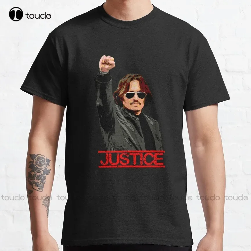 Justice For Johnny Depp Classic T-Shirt Johnny Depp I Love My Boyfriend Shirt Custom Gift Outdoor Simple Vintag Casual T Shirts