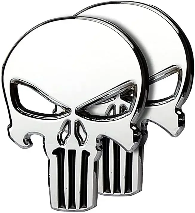 2Pcs Punisher Skull 3D Metal Sticker Car Logo Decal Badge for Universal Car Bike Motorcycle Truck Fuel Tank Emblem Demon Slayer