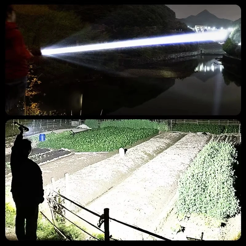 80000000LM Most Powerful LED Flashlight Rechargeable Type-c Flashlight Long Range 5000M Tactical Torch Light For Fishing Hunting