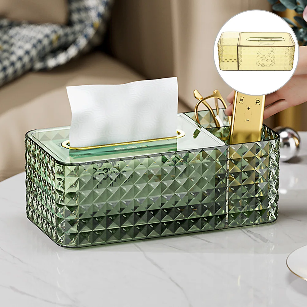 

Gold Plated Edge Wide Mouth Tissue Box Transparent Large Capacity Decorative Paper Holder Spring Non-Slip for Home