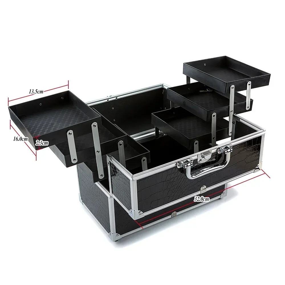 1Pcs Professional Tattoo Nail Case Aluminum Alloy Case Cosmetic Storage Box Cosmetic Case Portable Multi-layer Large-capacity