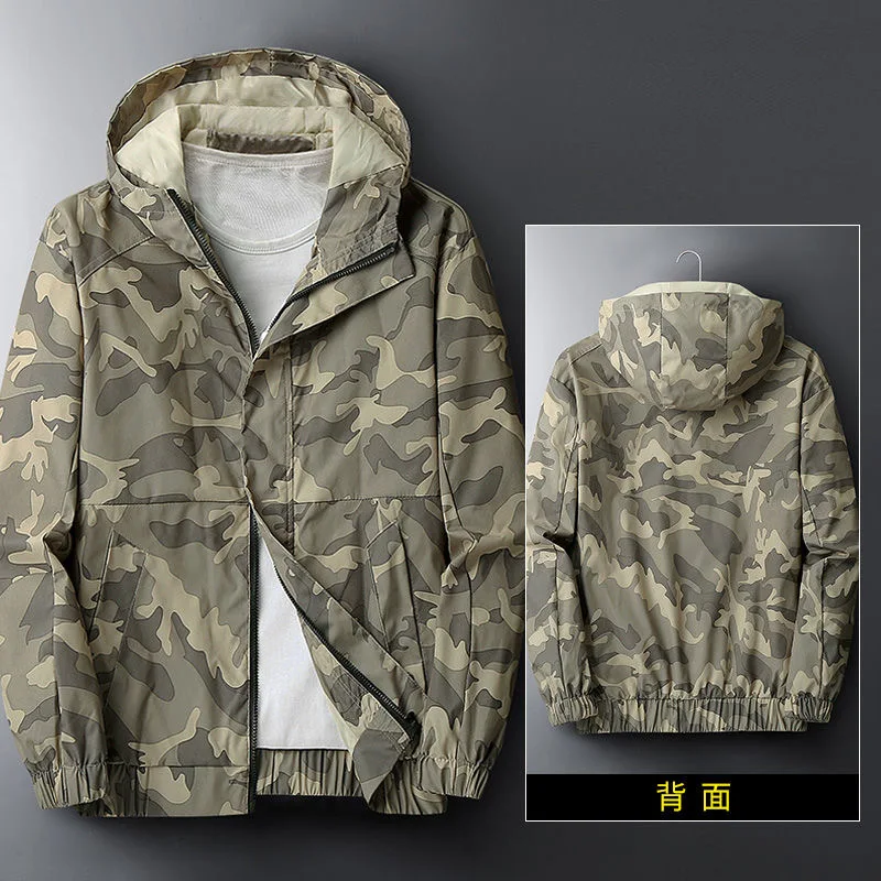 2024 primavera e autunno nuova tendenza moda Camouflage cappotto con cappuccio da uomo Casual allentato impermeabile di alta qualità Plus-Size