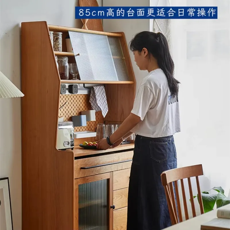 

Nordic solid wood dining side cabinet integrated against the wall simple cherry wood tea cabinet kitchen cupboard Japanese high