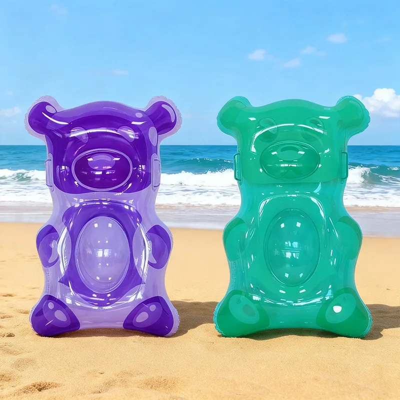 New summer Jelly Bear Transparent Inflatable Surf Board,Thickened PVC Portable Floating Board for Kid Marine Beach Entertainment
