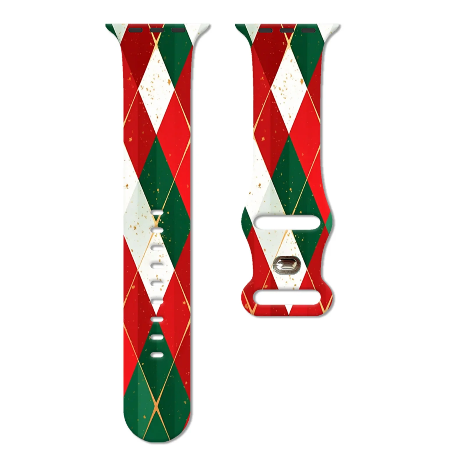

Christmas Diamond-Shaped Print Strap for Apple Watch 11 10 9 Silicone Band Replaceable Bracelet for iWatch 46/44/42mm Watchband
