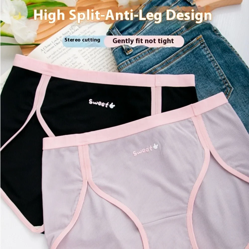 

High Split Panties Anti-strangle Legs Modal Cotton Large Size Underwear Women's Fat Briefs Sports High Waist Mulberry Silk Short