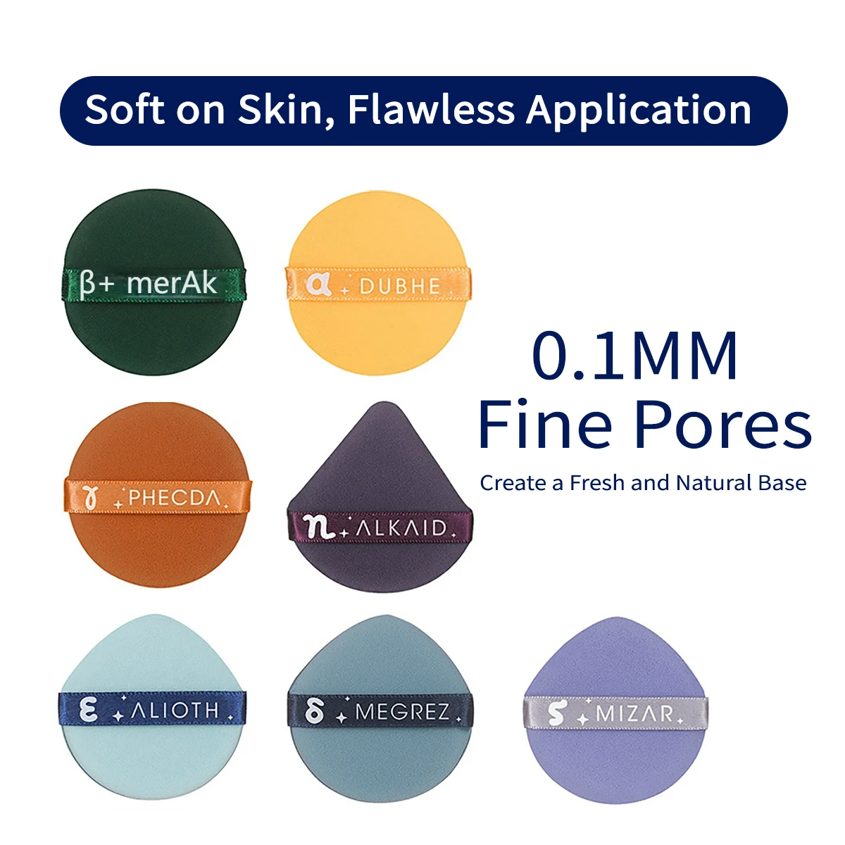 Conjunto de sopros de maquiagem, 7 peças, uso seco adequado para base em pó, não come pó, ferramentas de maquiagem, acessórios