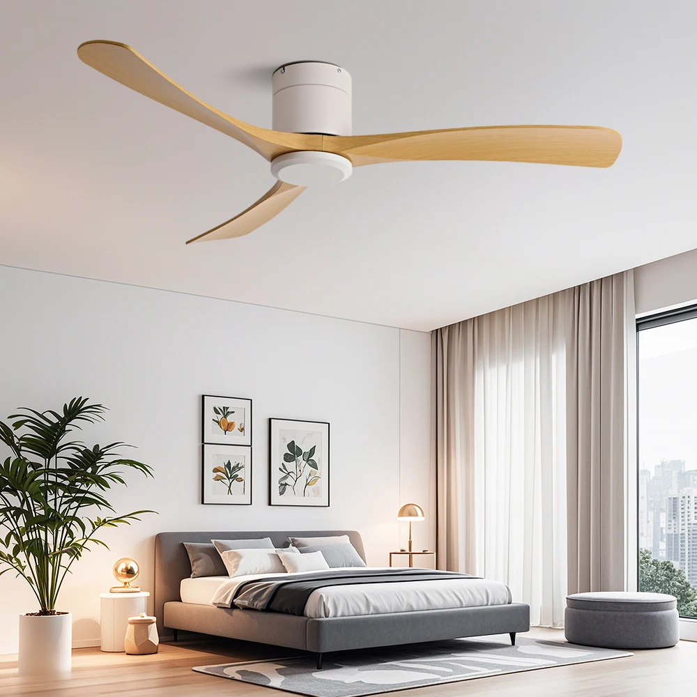 38 52 Inch Low Floor Ultra Thin 25cm DC Ceiling Fan No Light with Remote Control for Coffee Shop Home Hotel Office
