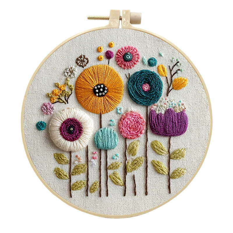 Original New Arrival Embroidery DIY Bouquet Handmade Fabric Material Pack Kit Creative Needlework Set 4pcs/set