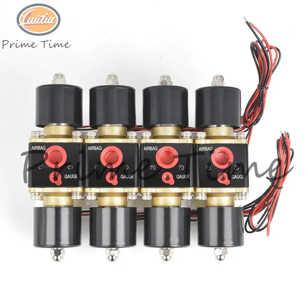 Universal DC12V 200PSI 4F High Flow Rate Air Solenoid Valve Manifold Automotive Air Suspension