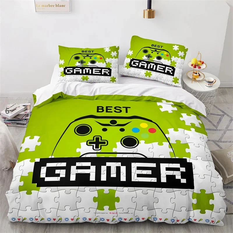Honeycomb Gamepad Duvet Cover Cartoon Game Controller Comforter Cover Microfiber Geometric Bedding Set Full For Boys Girls Room