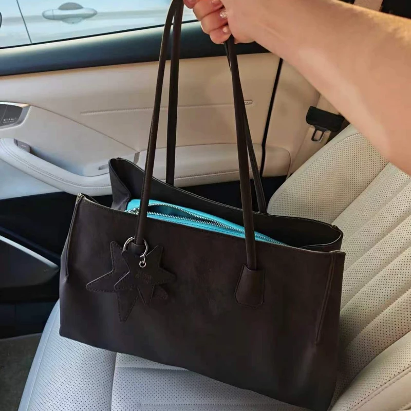 Damen-Tragetasche, mehrschichtige Schultertasche mit großem Fassungsvermögen und Reißverschluss, Damen-Vintage-Handtasche mit mattiertem Finish, ideal für Büro, Pendel und den täglichen Gebrauch, mit Tragegriff. – Detail 25