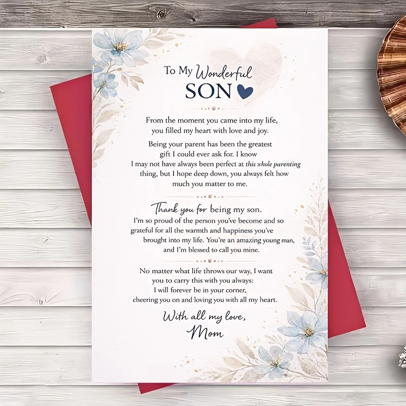 [Graduation] Greeting cards and envelopes for my amazing son, decorated with floral designs, containing birthday messages and daily encouragement from my mother