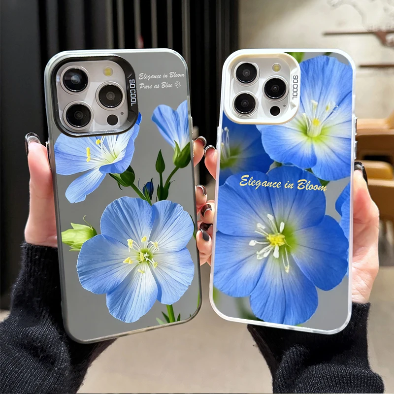 Beautiful Blue FlowersPhone Case for Samsung Galaxy S23 S24 S25 S22 Ultra S21 Plus FE A56 A36 A26 5G A16 A06 4G Note 20 Cover