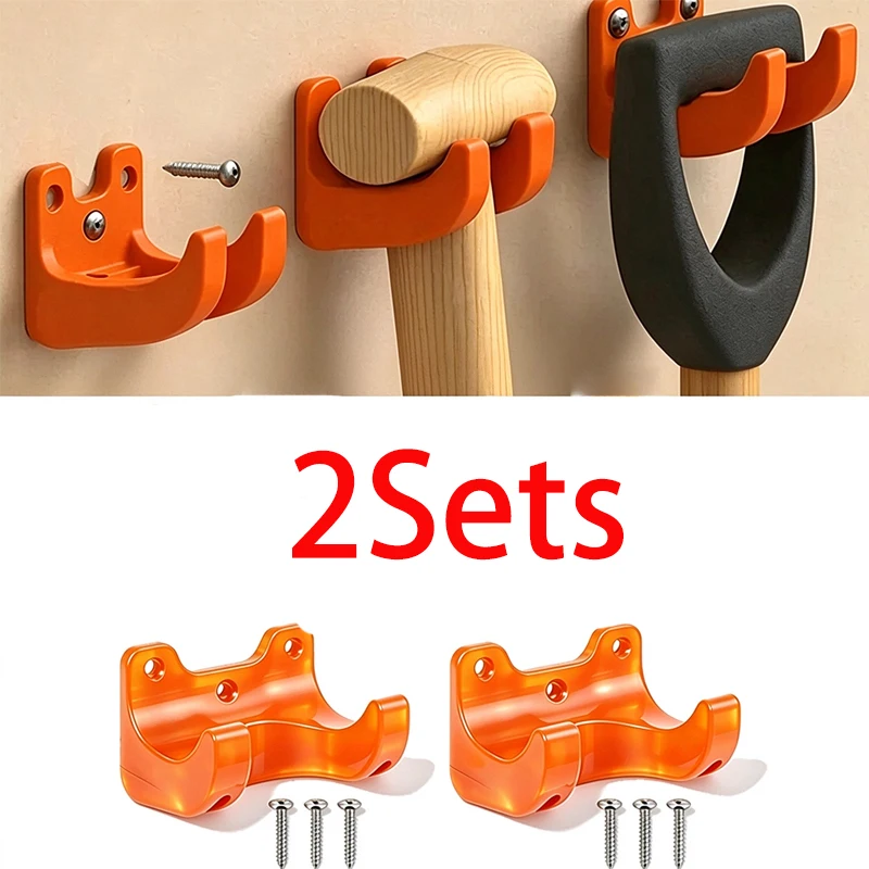 2Sets Wall Mount Tool Hooks Plastic Storage Rack For Long Handle Garden Cleaning Tools Shed Garage Screws Included