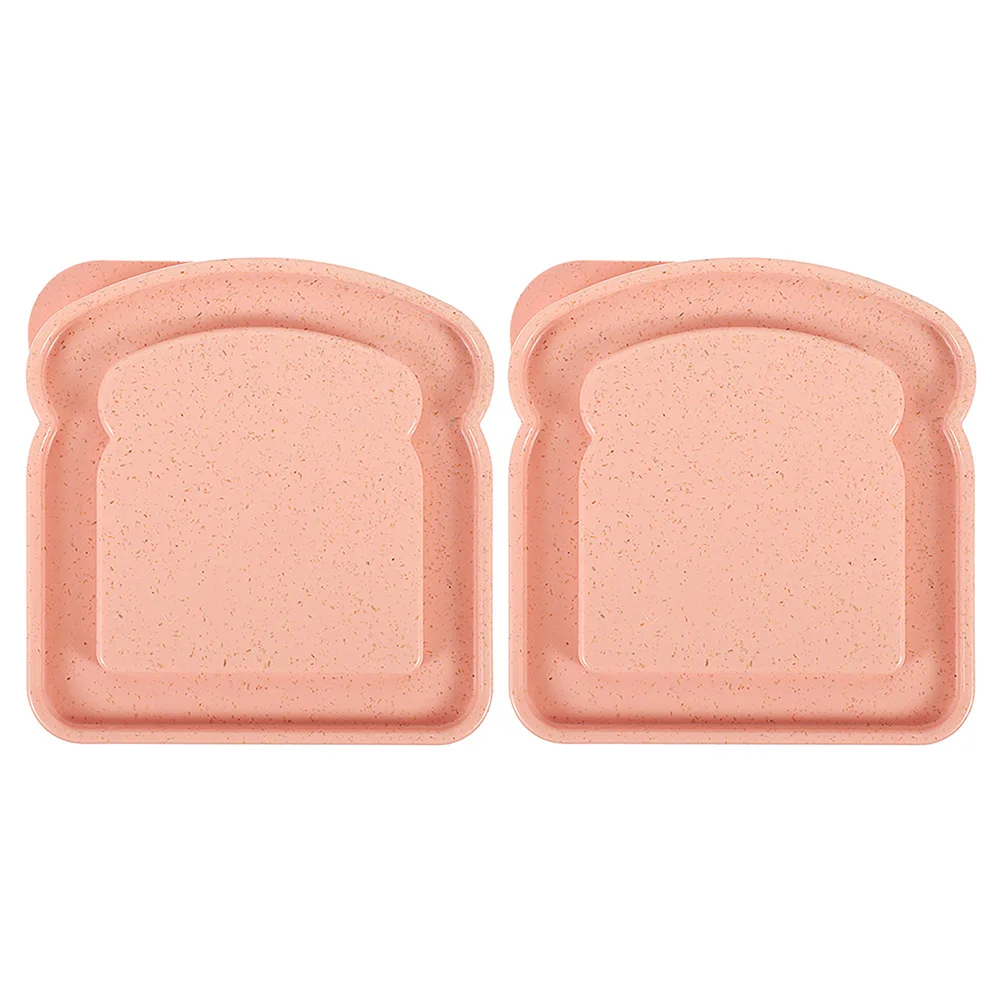 

2pcs Reusable Sandwich Container Lightweight Plastic Lunch Box Bread Storage Holder Toast Shaped Portable Food for Kitchen