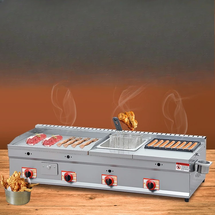 

Grilling oven sausage frying machine commercial, gas teppanyaki fryer, sausage grilling machine multi-function, snack equipment
