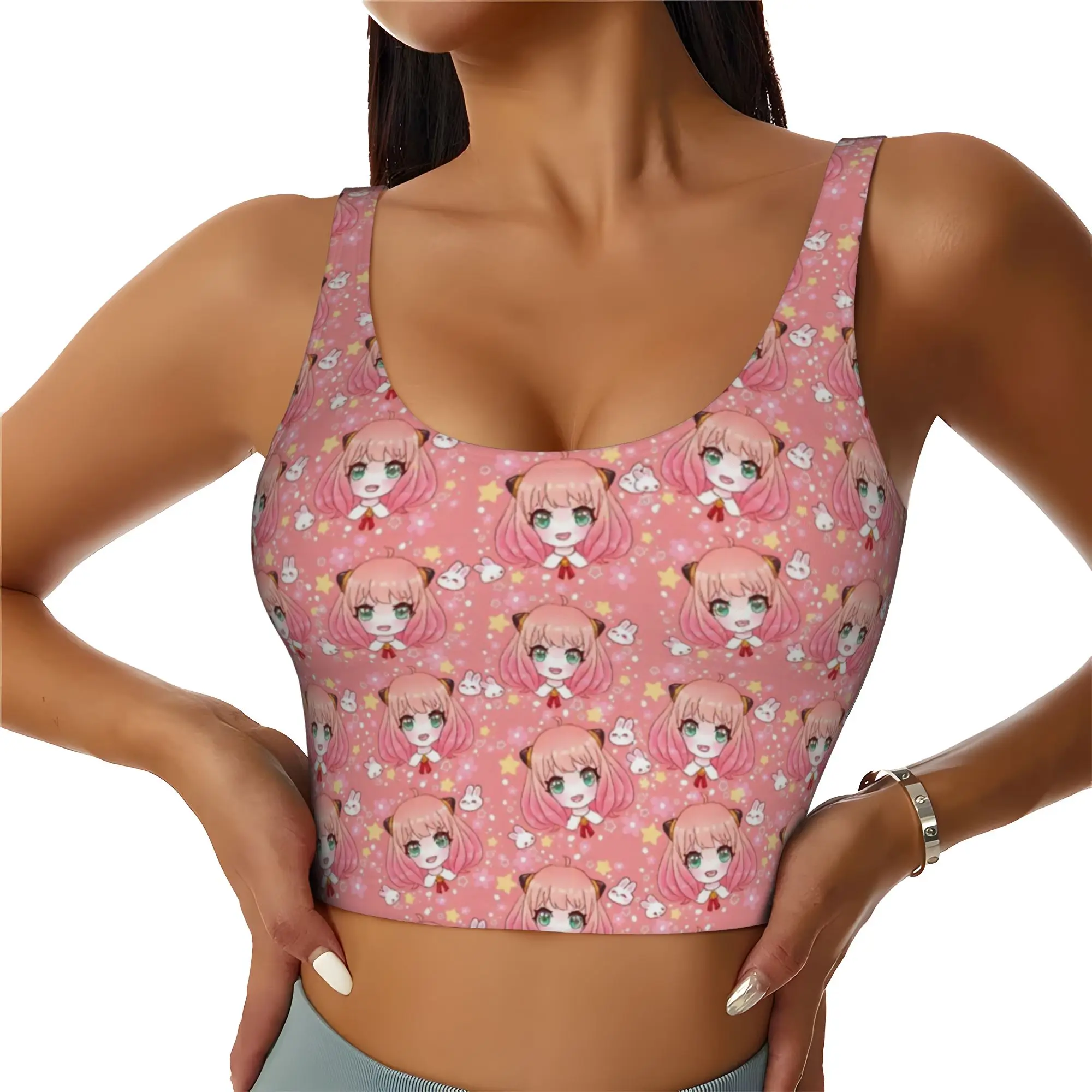 Manga Spy  Family Japane Anime  Workout Crop Tank Tops for Women Anya Agent  Yoga Sports Bras