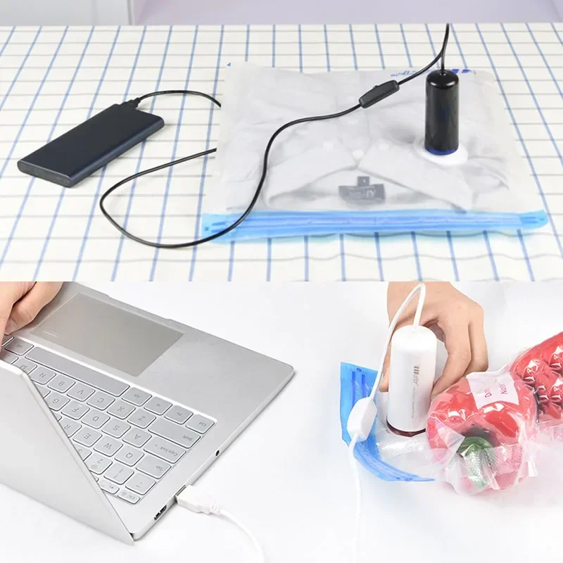 Mini USB Vakum Pompası Mühürleyen Paketleme Makinesi Seyahat Ev Mutfak Giysileri için Gıda Saklama Çantası Sous Vide Vakum Paketleyici