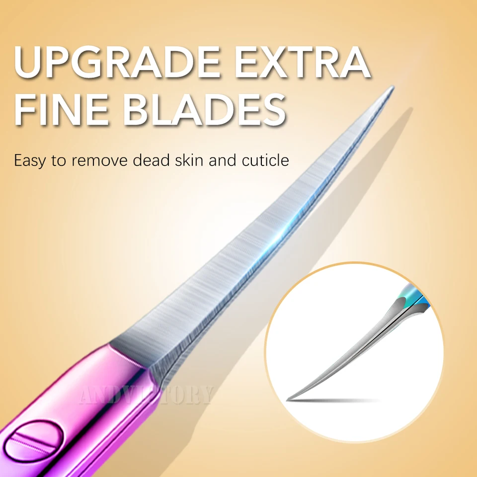 Tijeras de cutícula de acero inoxidable para remover piel muerta, clippers de uñas rusos, tijeras de manicura con punta curva 4