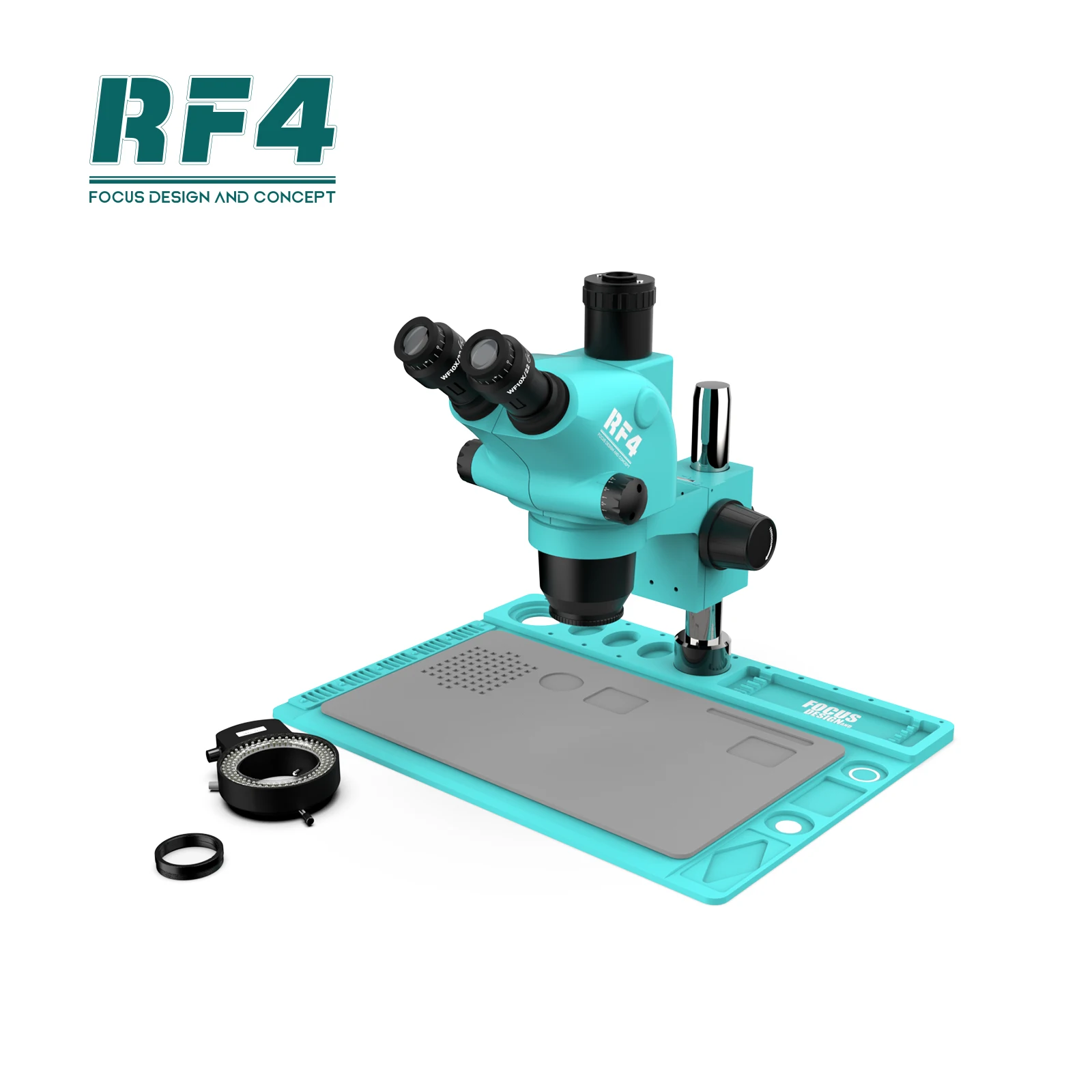 RF4 New Design 7-50X Continuous Zoom 6.5-65X Large Base Microscope With Anti-Static Pad for Maintenance Engineer PBC