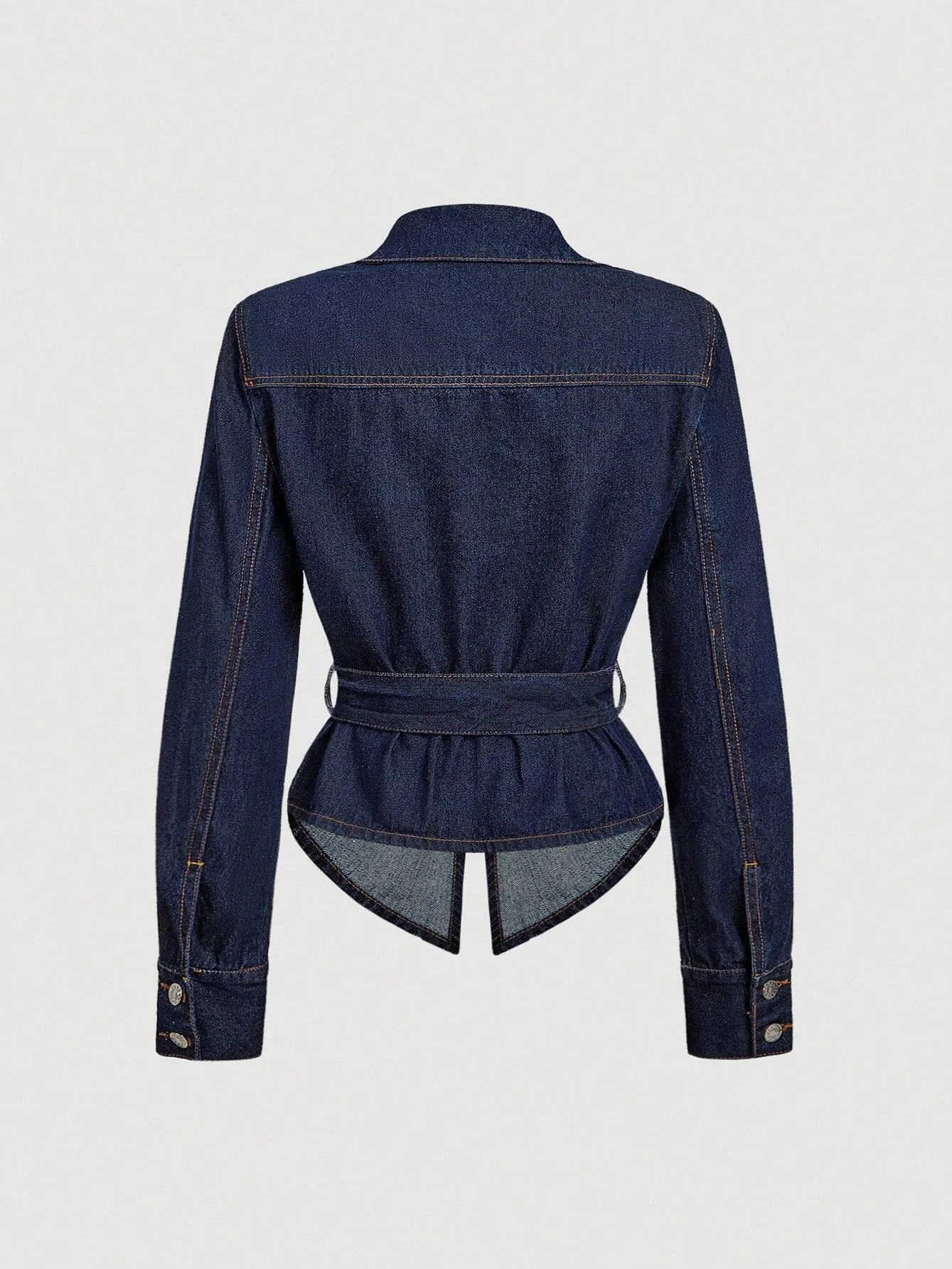 Women's Versatile Waist Design Belt Denim Coat Autumn Trendy Fashion 2026