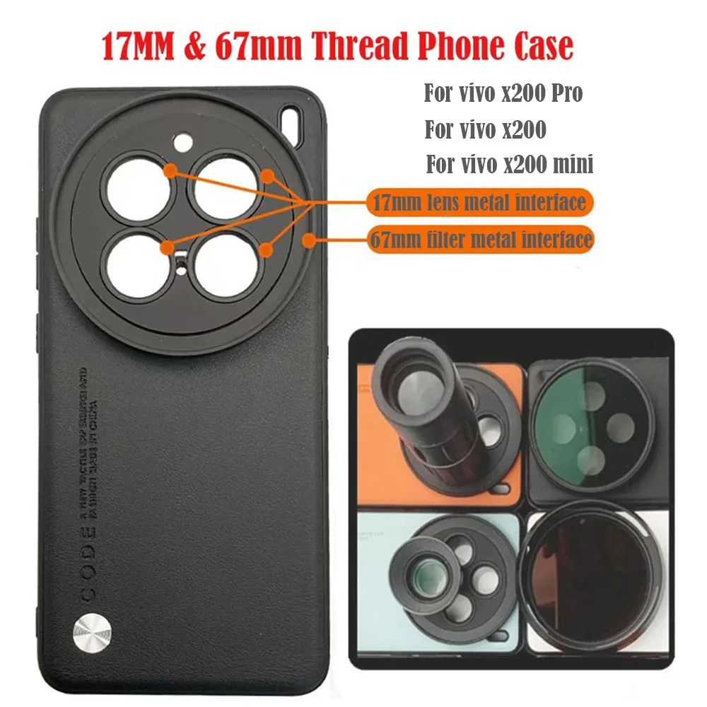 

17MM Thread Phone Case for Vivo X200 Pro Mini 67MM Thread Interface Filter Ring Adapter Phone Case For Phone Lens CPL VU Filter