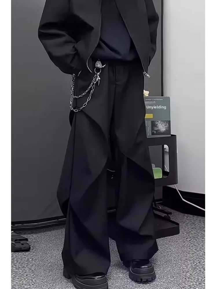 

Высококачественные широкие мужские брюки Bla с ножом, осенняя драпировка, плиссированная спецодежда для десантника, повседневные широкие брюки