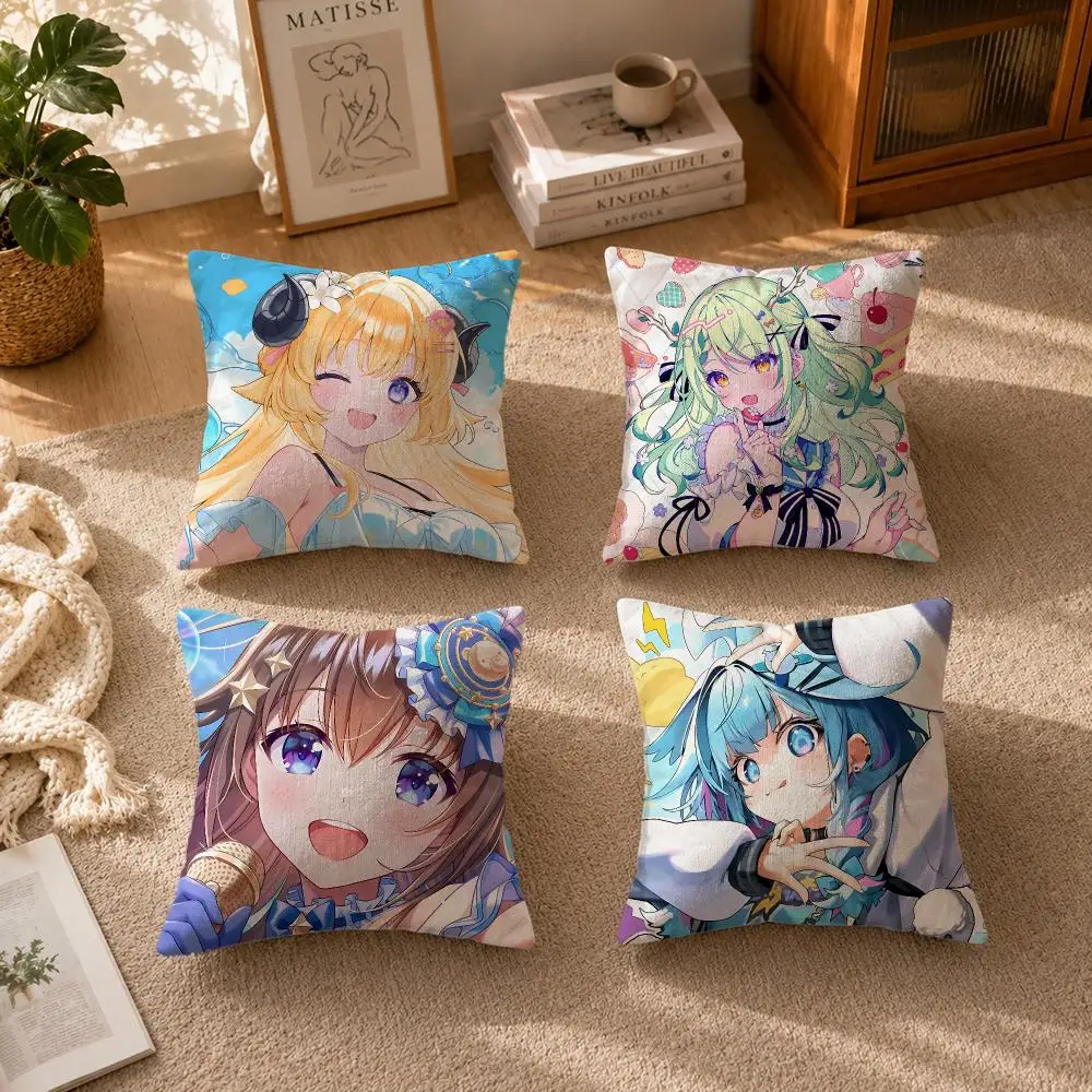 Vtuber‑IP hololive Dreams Cushion Cover Soft Short Plush Zippered Cushion Covers 40/45/50cm Square Decor for Sofa Home