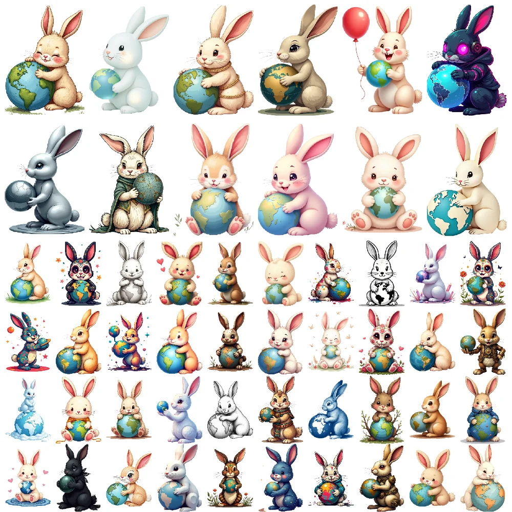 

54pcs Cute Rabbit Fake Tattoo Stickers Planet Globe Animal Waterproof Body Art Temporary Tattoo For Children Hand Arm Gifts
