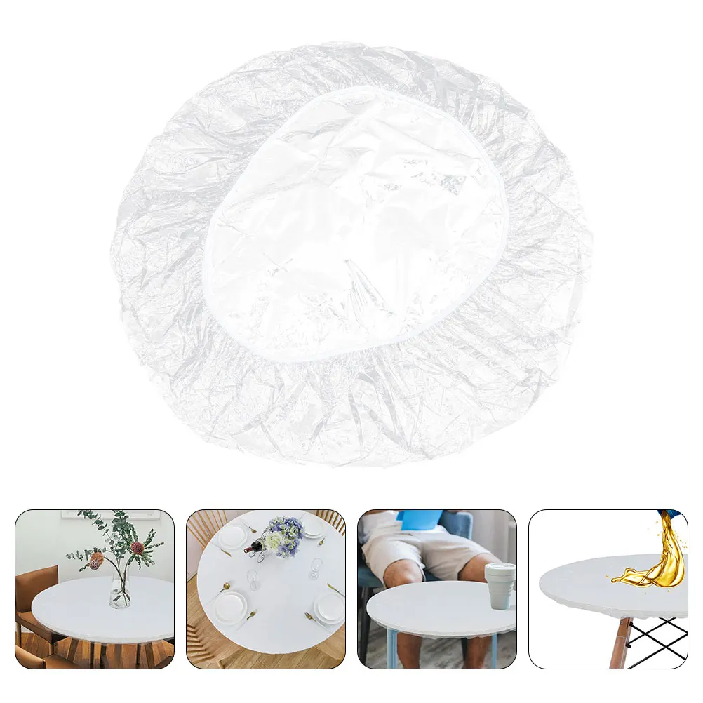 

Stretch Tablecloth Set Flannel Backing Elastic Round 48 Inch Fitted Tablecloths for Home Party Picnic Decoration Reusable