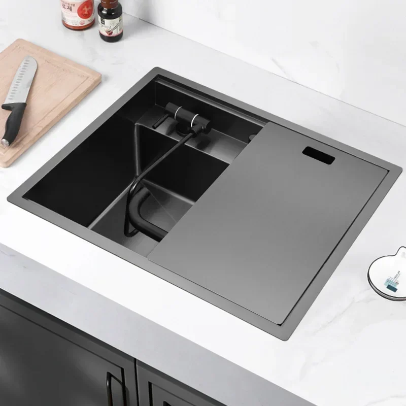 Imagem -03 - Hidden Kitchen Sink Single Groove Invisible Cover Nano 55x45x23cm Aço Inoxidável 304