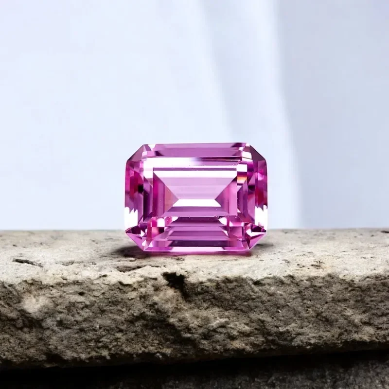 

Сапфир, выращенный в лаборатории драгоценный камень, изумрудная форма, розовый цвет для DIY, подвески, кольцо, ожерелье, серьги, основные материалы с сертификатом