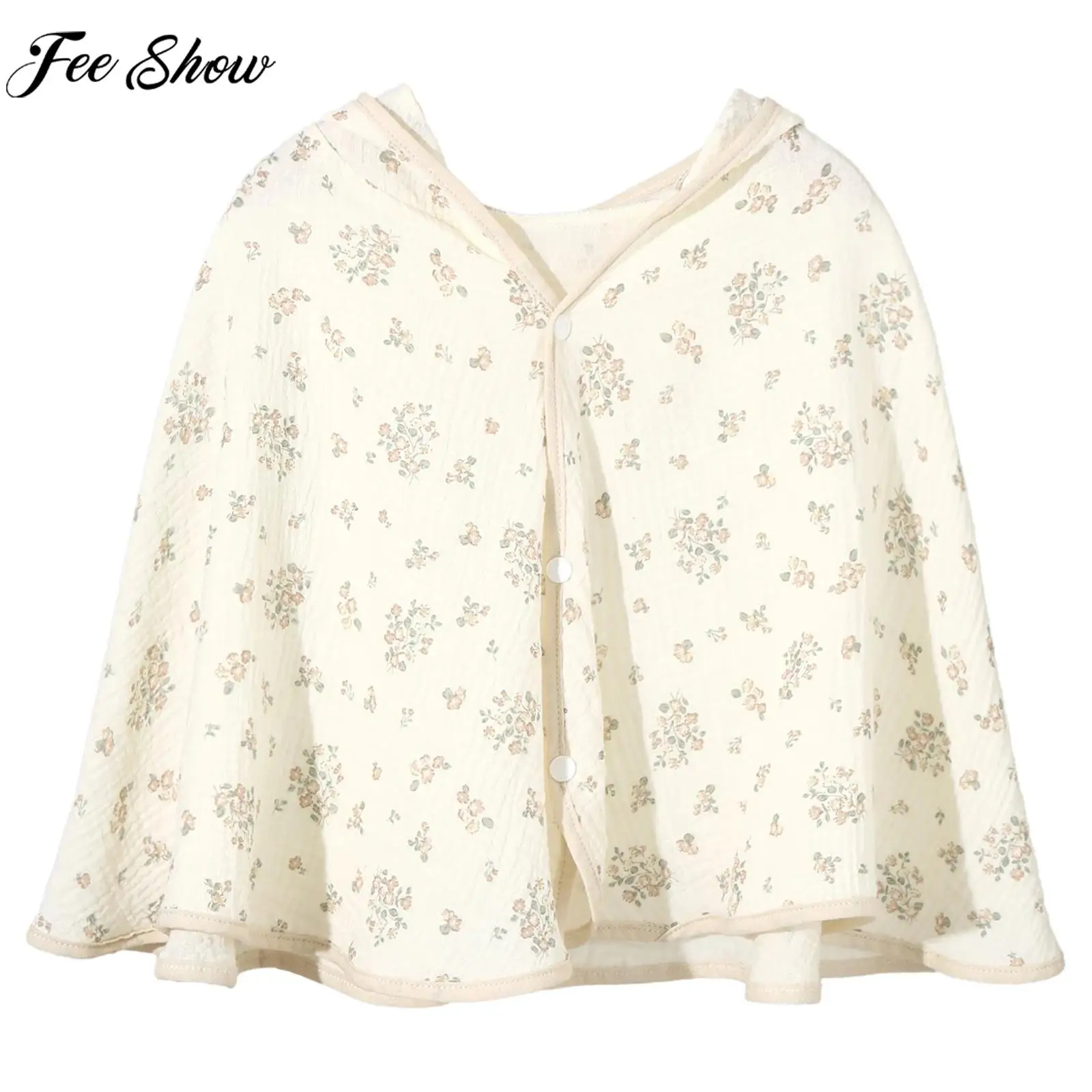 Infant Boys Girls Bath Towel Cute Printed Hooded Cape Bathrobe Summer Sunscreen Shawl Swaddle Blanket for Bathroom Beach Pool