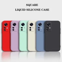 Luxury Cover for Xiaomi Mi 12 12S 12T Pro 12X Ultra Soft Square Liquid Silicone Mi 12 lite 5G Thin Lens Protection Square Case