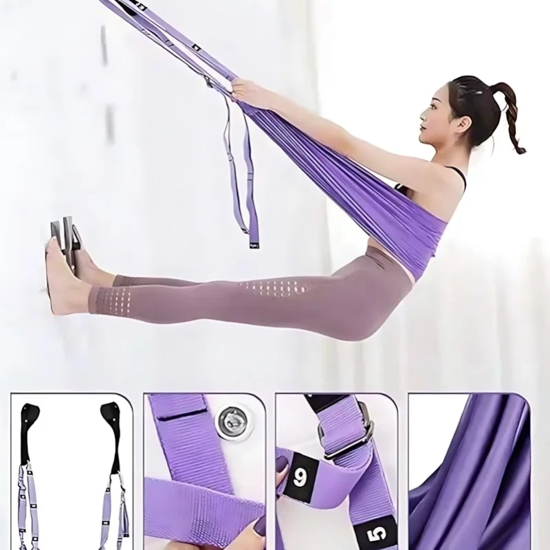 

Family-Friendly Purple Aerial Yoga Sling - 59×27in (150×68cm) Door-Mounted Design, 40mm Widened Adjustable Webbing