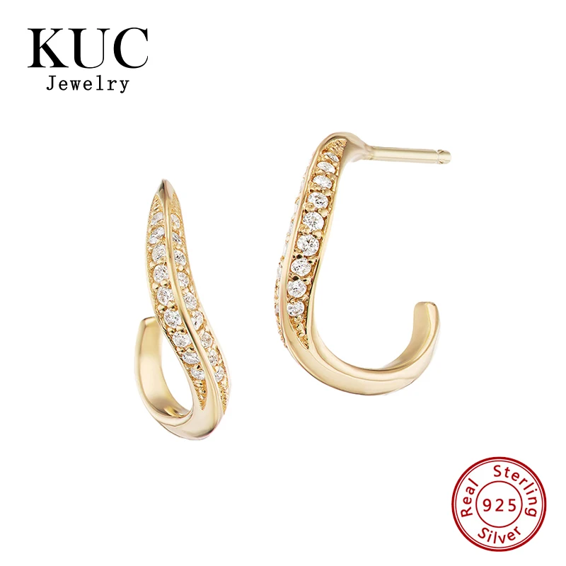 

Joyeria Fina Unique Luxury Chic Plata 925 Sterling Silver Pendientes Twisted Zircon Stud Earrings for Girls