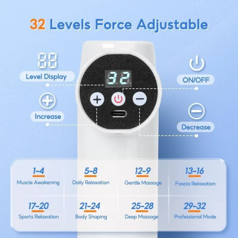 New with 12 Heads Fascia Massager 32 Speeds Mini Body Massager LCD Display Massage Machine for Muscle Neck Relaxation