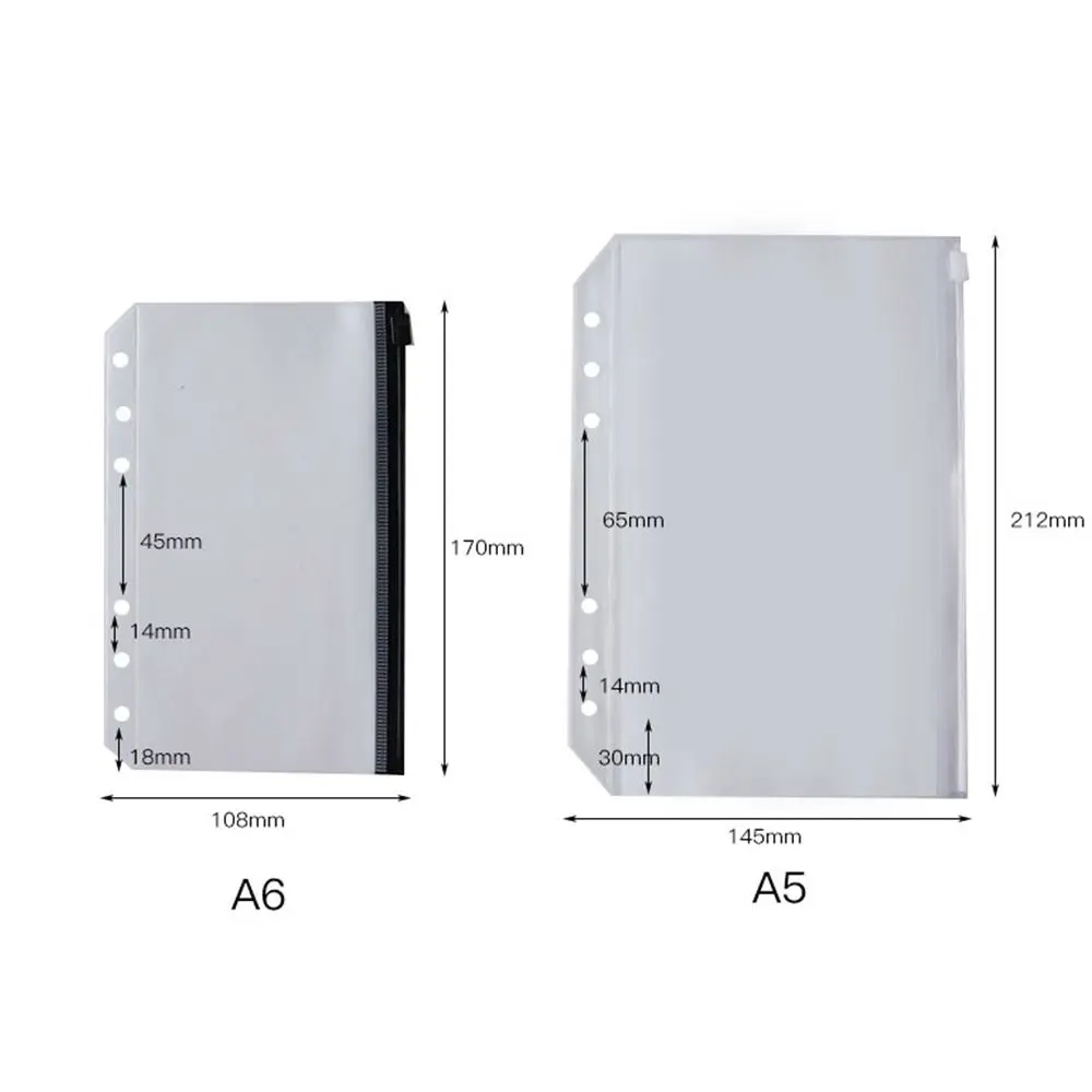 Alat tulis sekolah kantor transparan, tas daun longgar A5/A6 kantong Binder dokumen, kantong Binder Notebook