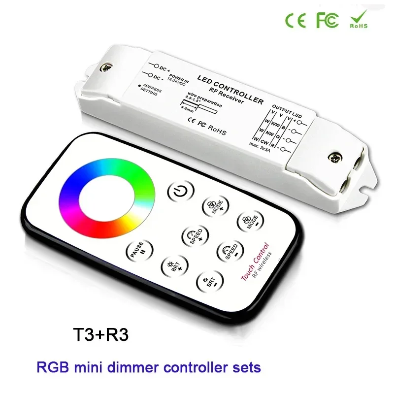 Imagem -04 - Bincolor-mini Led Strip Light Controller Interruptor de Fita Lâmpada sem Fio Controle Remoto Escurecimento Cct Rgb cw nw ww Mini Dimmer 12v 24v