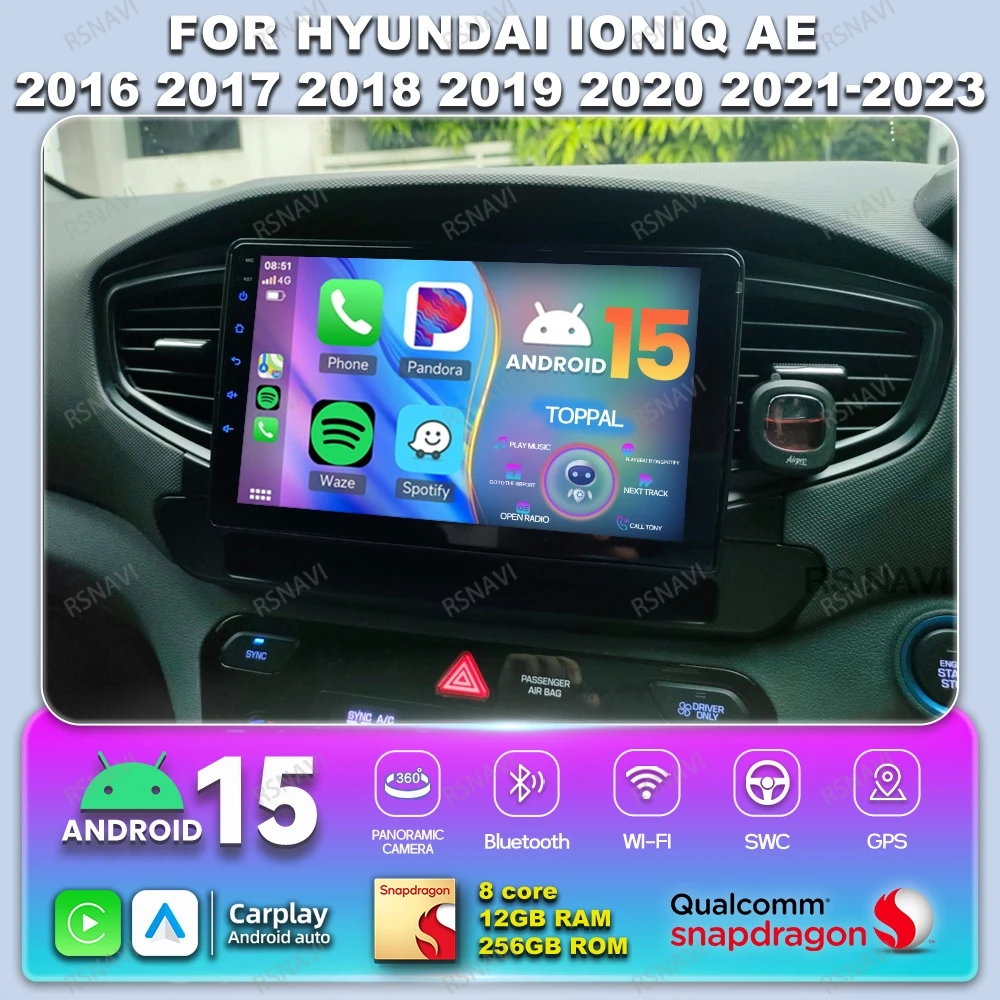 

Автомобильный радиоприемник Android 15 для Hyundai Ioniq AE 2016 2017-2021 2022 2023 DVD NO 2DIN Qualcomm Stereo 360 Camera Snapdragon Systems