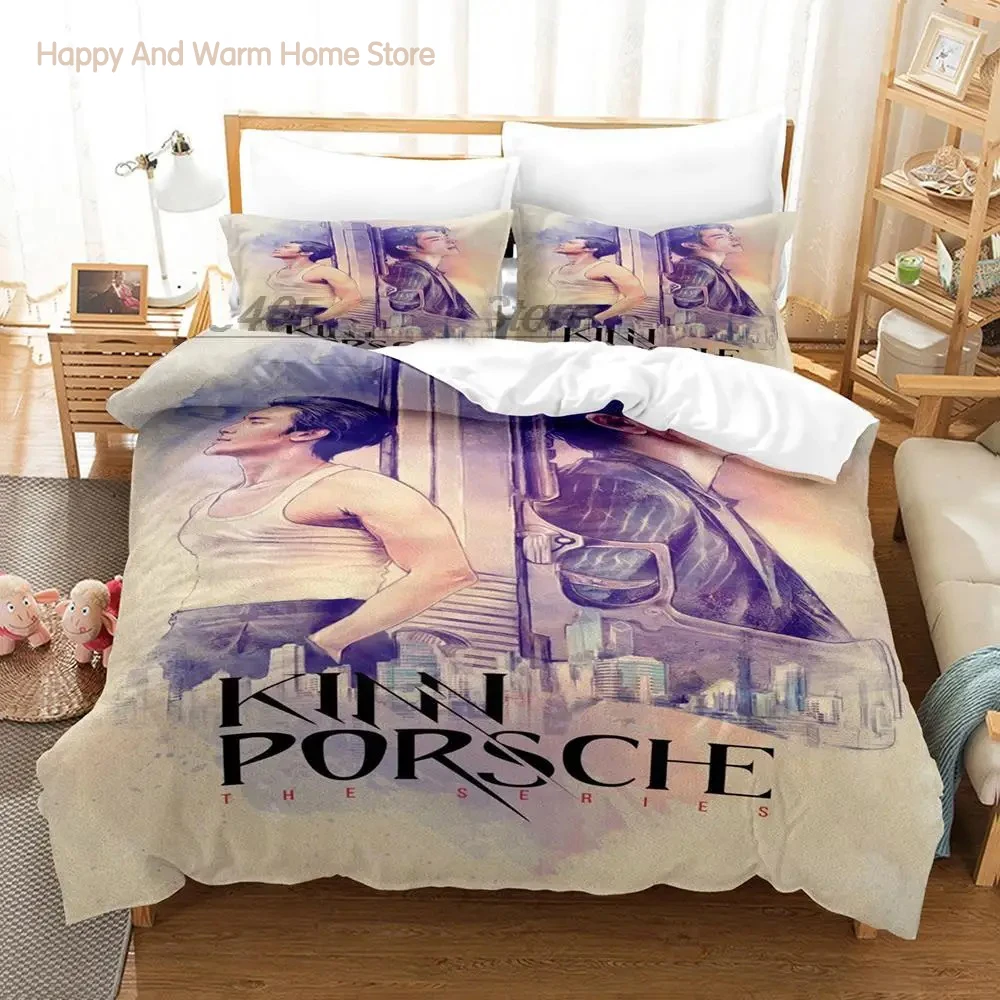 KinnPorsche Bedding Set Single Twin Full Queen King Size Bed Set Aldult Boy Bedroom Duvetcover Sets 3D Print Anime bed sheet set