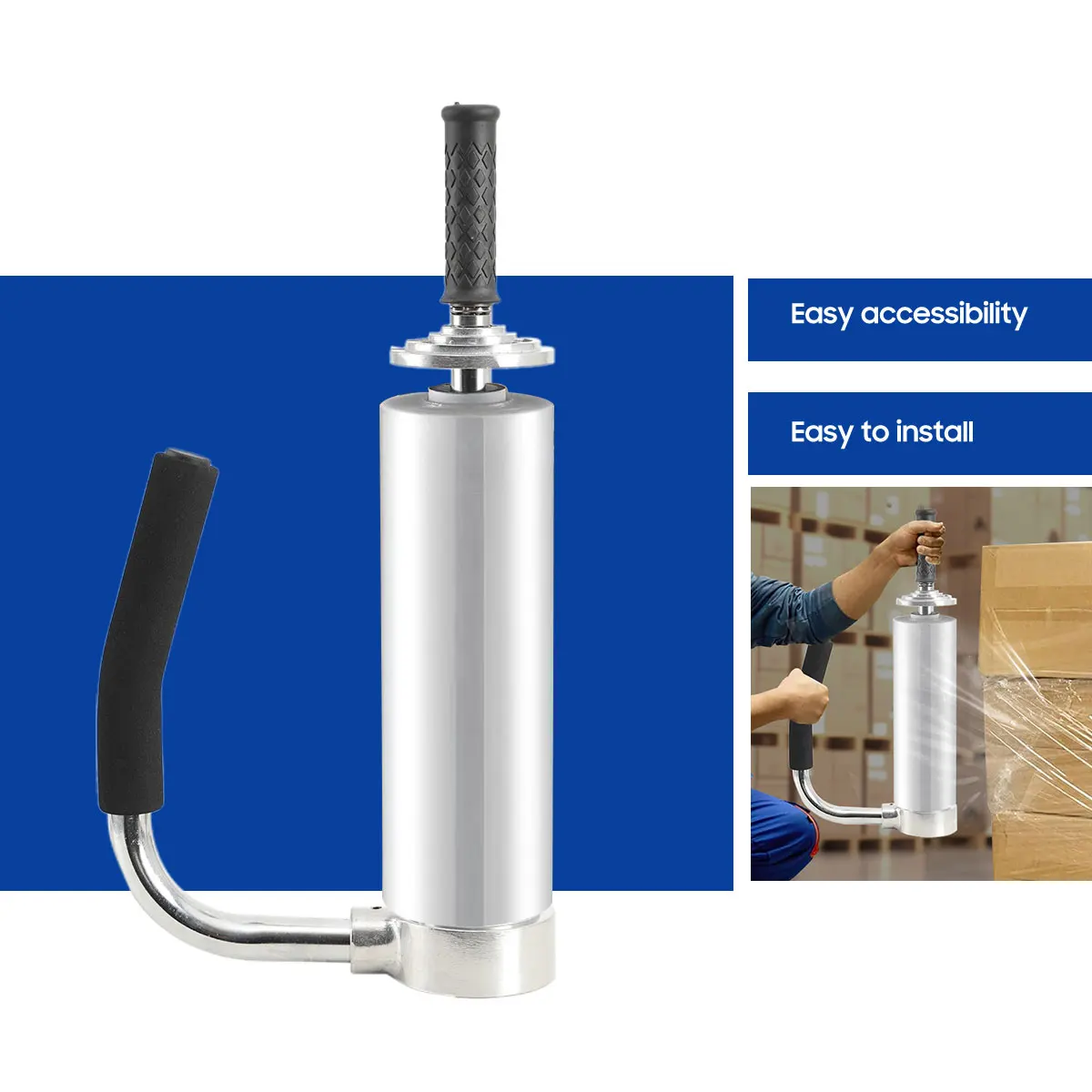 Dispenser manuale per film estensibile, dispenser ergonomico per film estensibile con sistema di fissaggio del cono e design leggero, controllo regolabile della tensione del film per l'imballaggio di