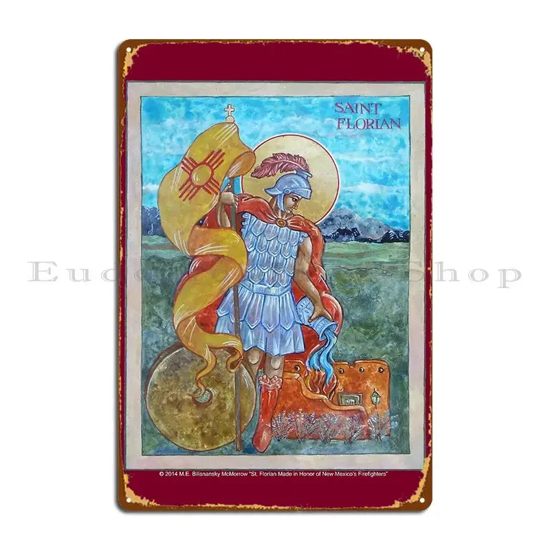 St Florian Icon Patron Saint Of Firefighters Metal Plaque Wall Mural Garage Create Garage Character Tin Sign Poster