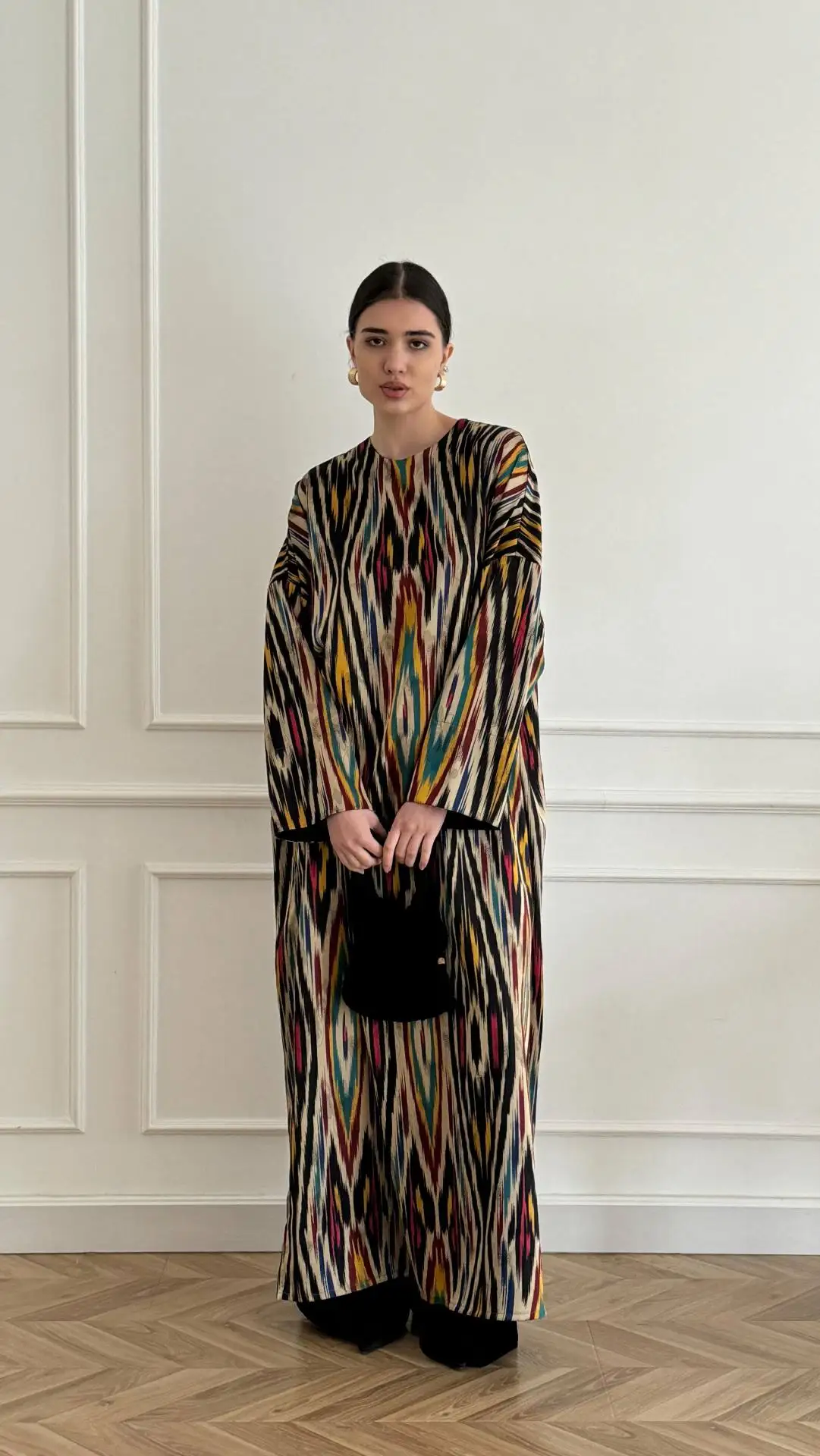 

Fashion Patchwork Loose Long Dresses Spring Women Long Sleeved O Neck Pullover Dress Summer High Waist Casual Knee Length Dress