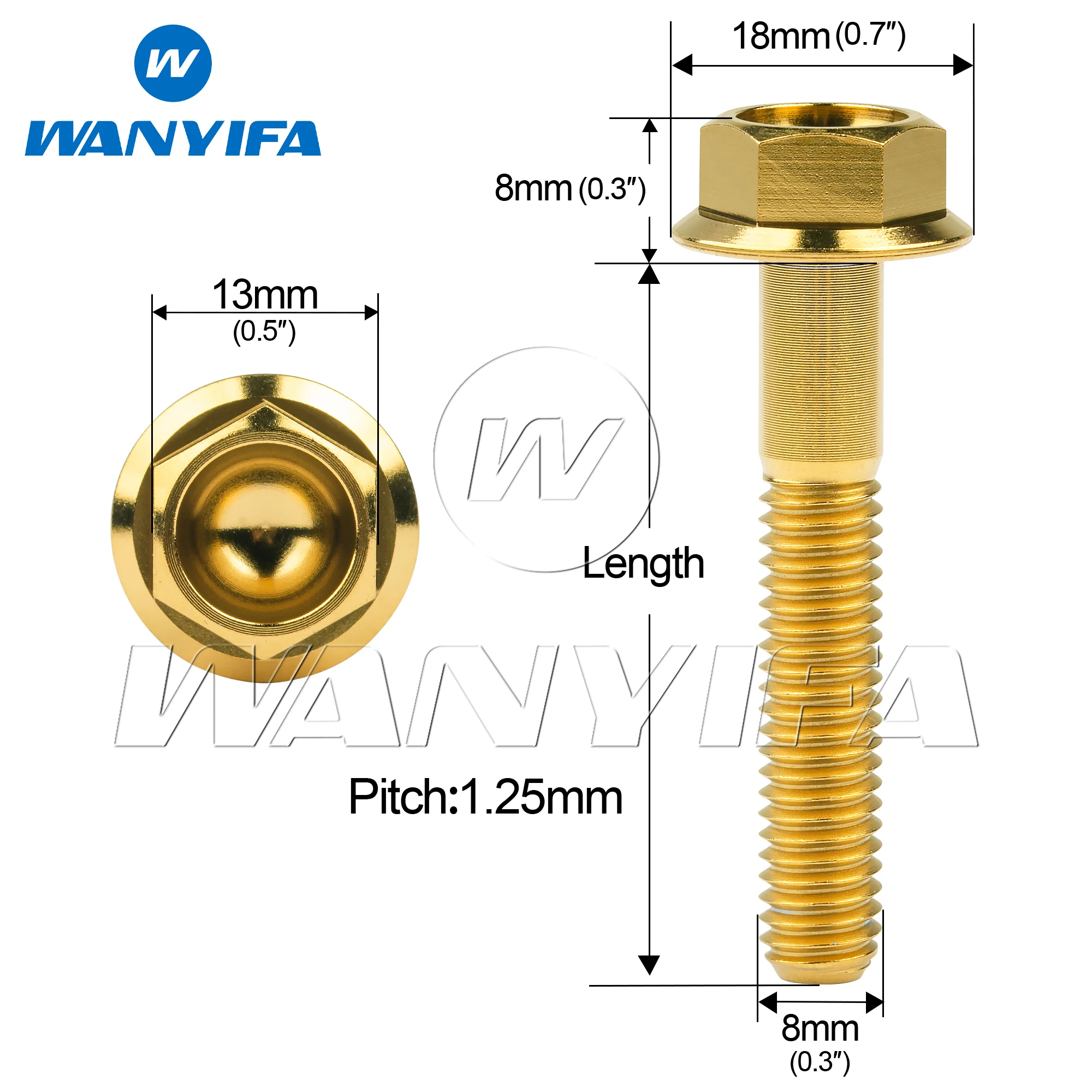 WANYIFA Titanium Bolt M8x15 20 25 30 35 40 45 50 55mm DIN6921 Flange Hex Head Screw for Motorcycle Parts Ti Fasteners