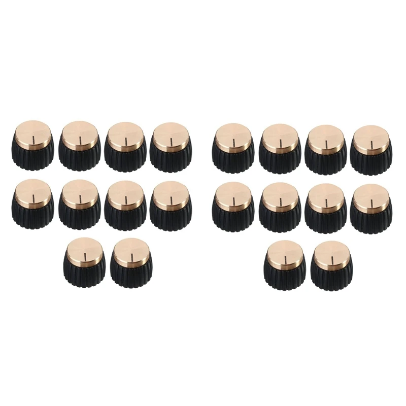 

20X Guitar AMP Amplifier Knobs Push-On Black+Gold Cap For Marshall Amplifier