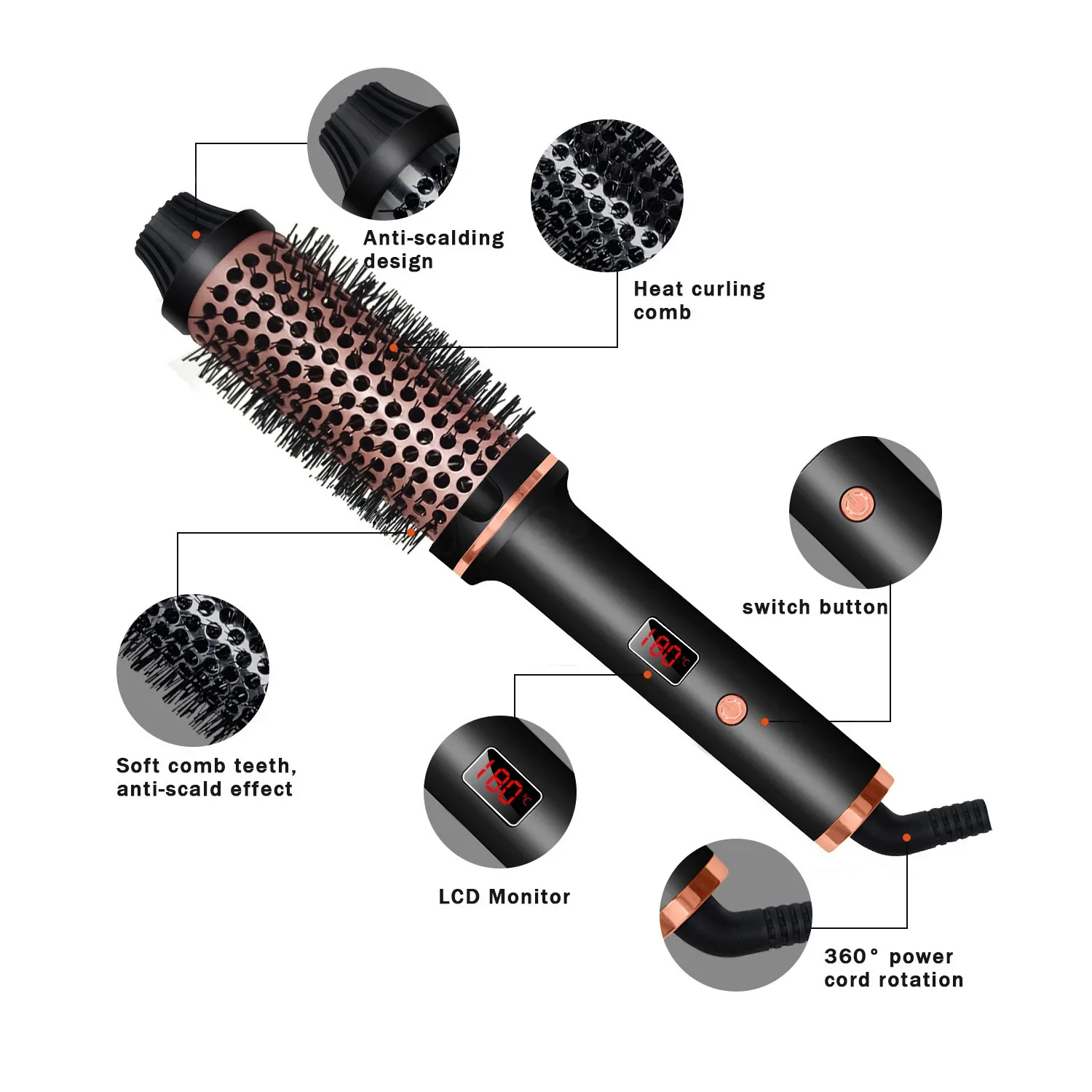 Best Seller Roller Comb, Straight Hair Comb Perm Negative Ion Curling Iron Straight Roll Dual-purpose Inner Buckle Bangs Perm Ir